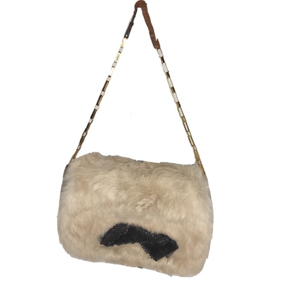 Retro Hoss Intropia Crossbody Handbag Vintage Leather Fur Bag Purse - Picture 2 of 13